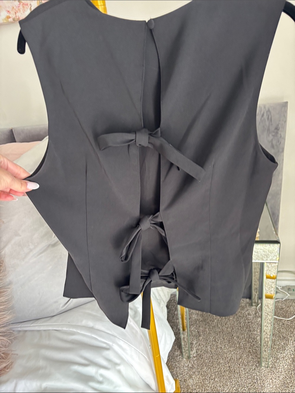 Black Tie-Back Sleeveless Top